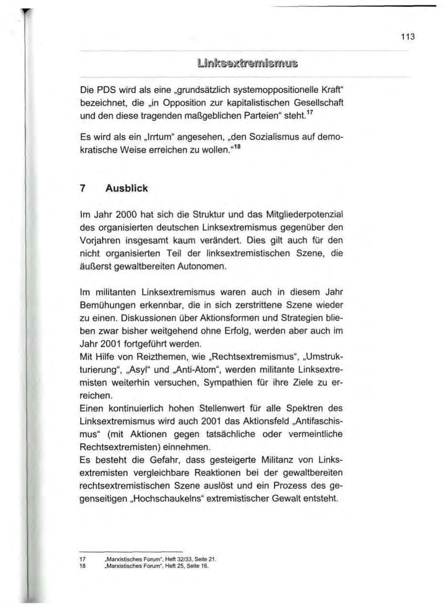 Seite 122 des Verfassungsschutzbericht 2000 Berlin