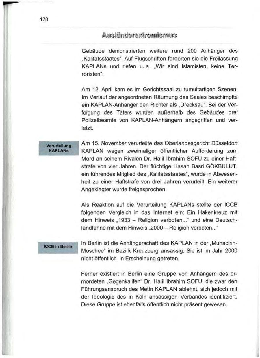 Seite 139 des Verfassungsschutzbericht 2000 Berlin