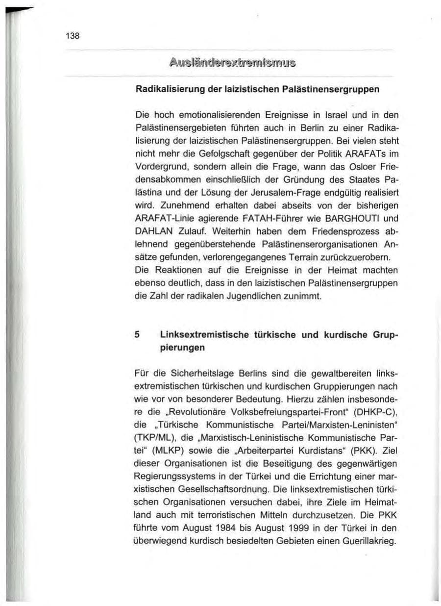Seite 149 des Verfassungsschutzbericht 2000 Berlin