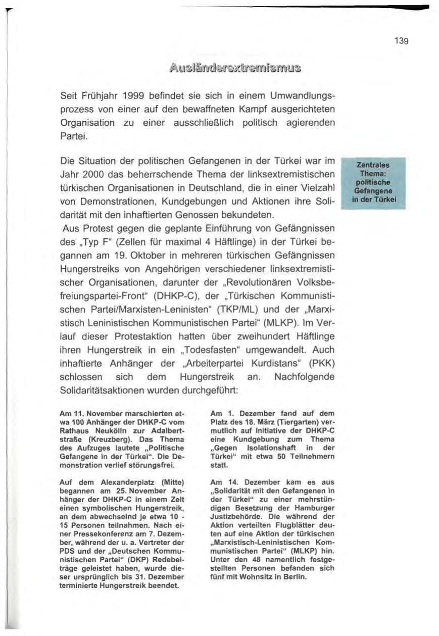 Seite 150 des Verfassungsschutzbericht 2000 Berlin