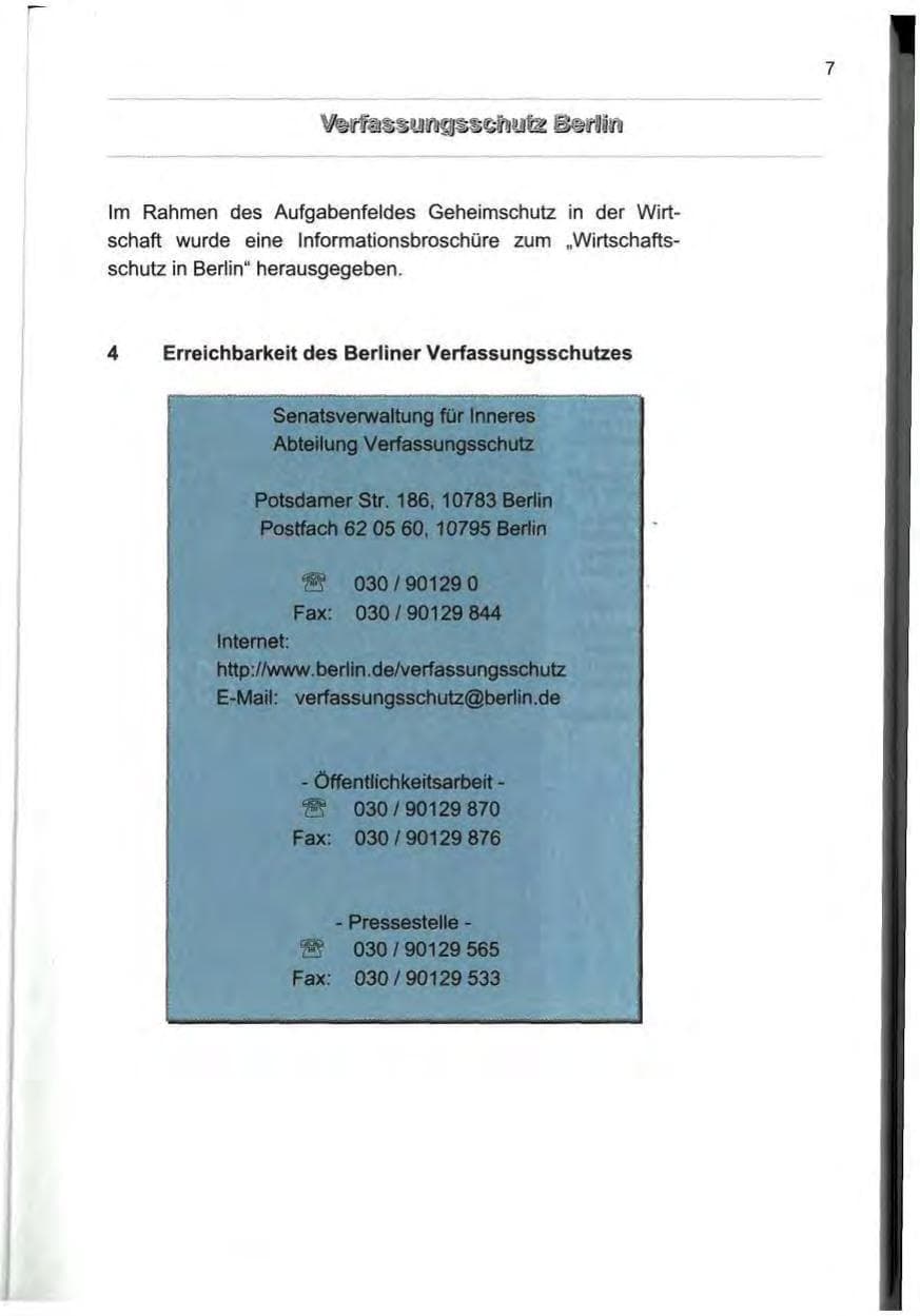 Seite 16 des Verfassungsschutzbericht 2000 Berlin