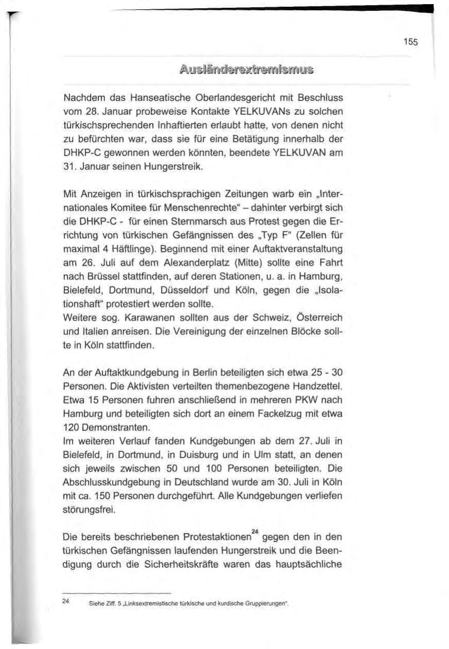 Seite 166 des Verfassungsschutzbericht 2000 Berlin