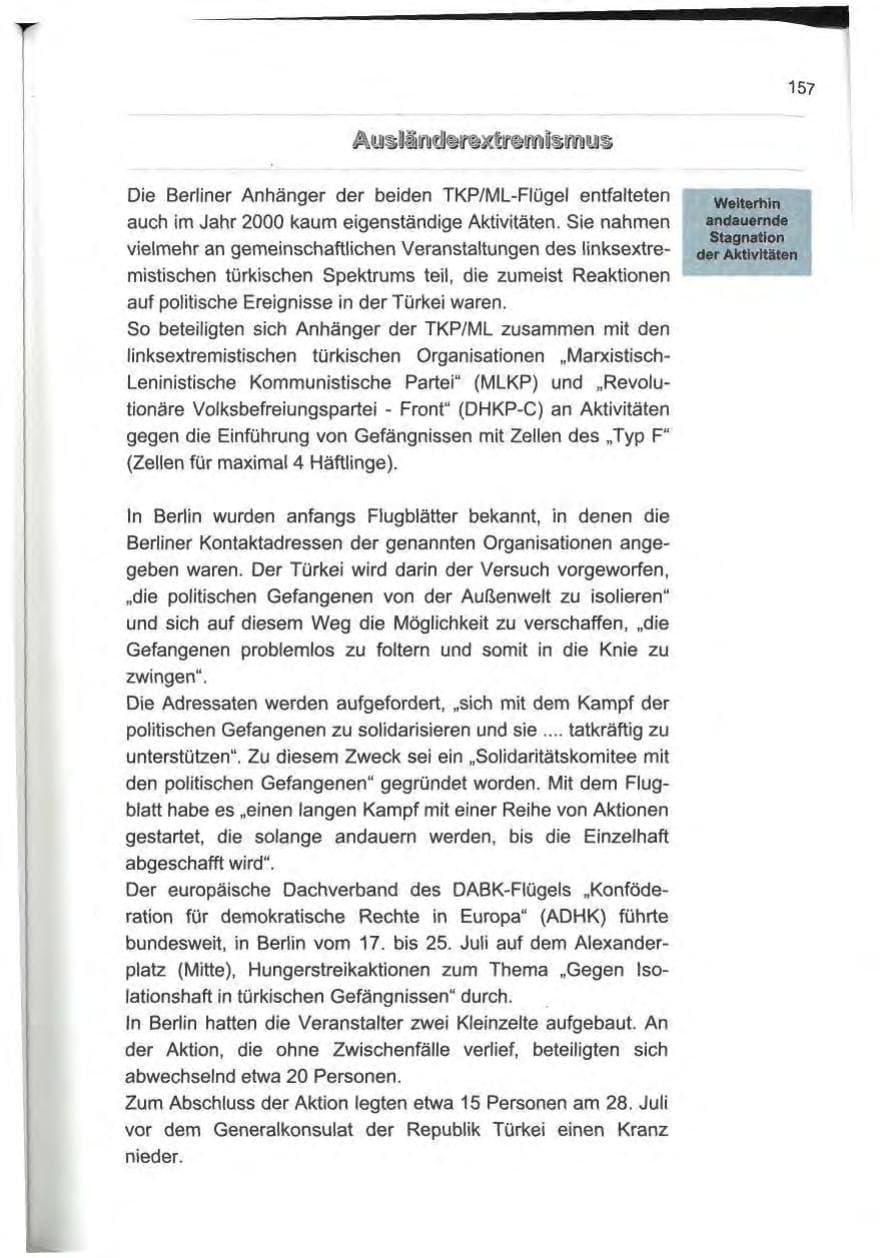 Seite 168 des Verfassungsschutzbericht 2000 Berlin