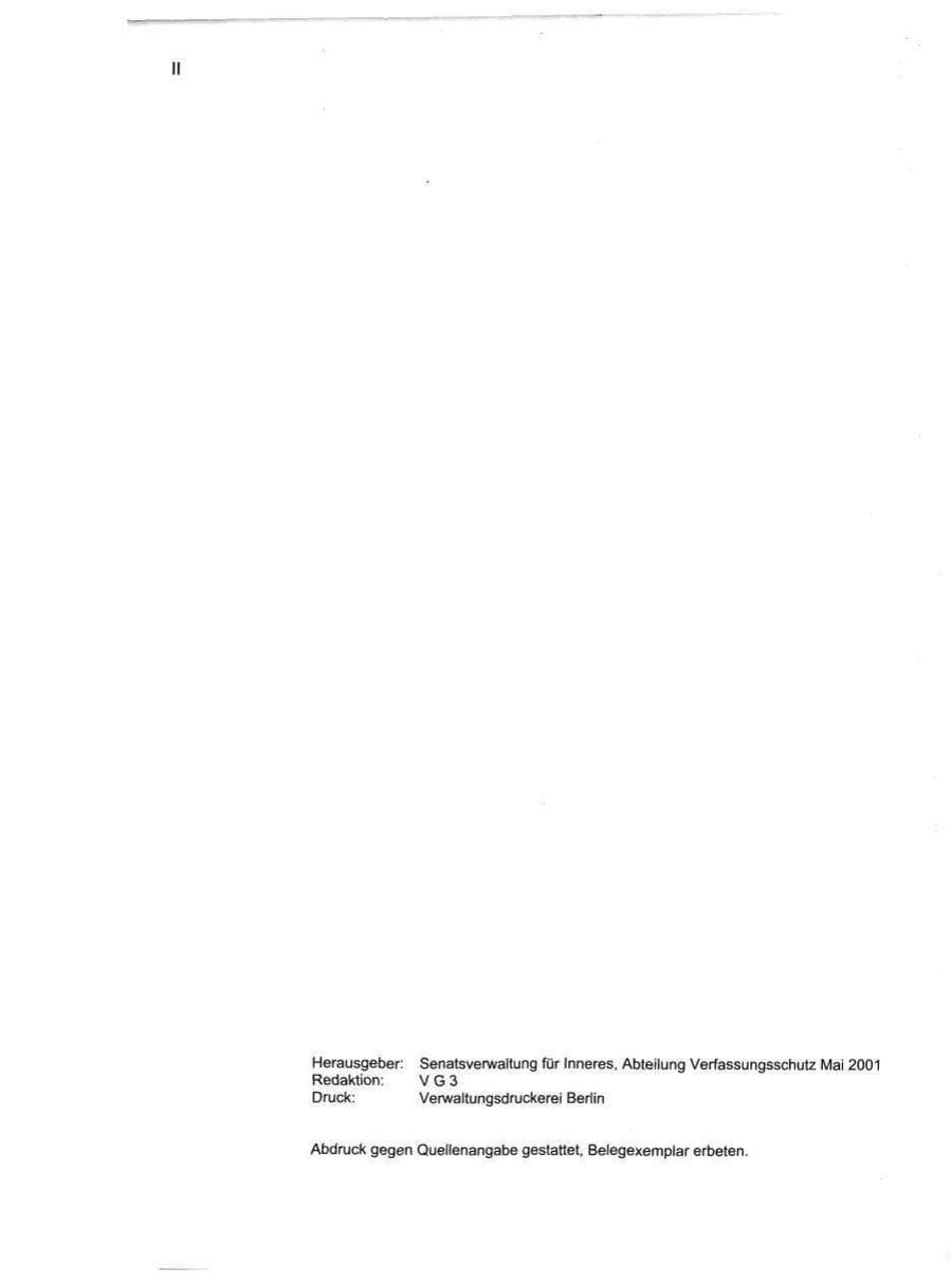 Seite 3 des Verfassungsschutzbericht 2000 Berlin