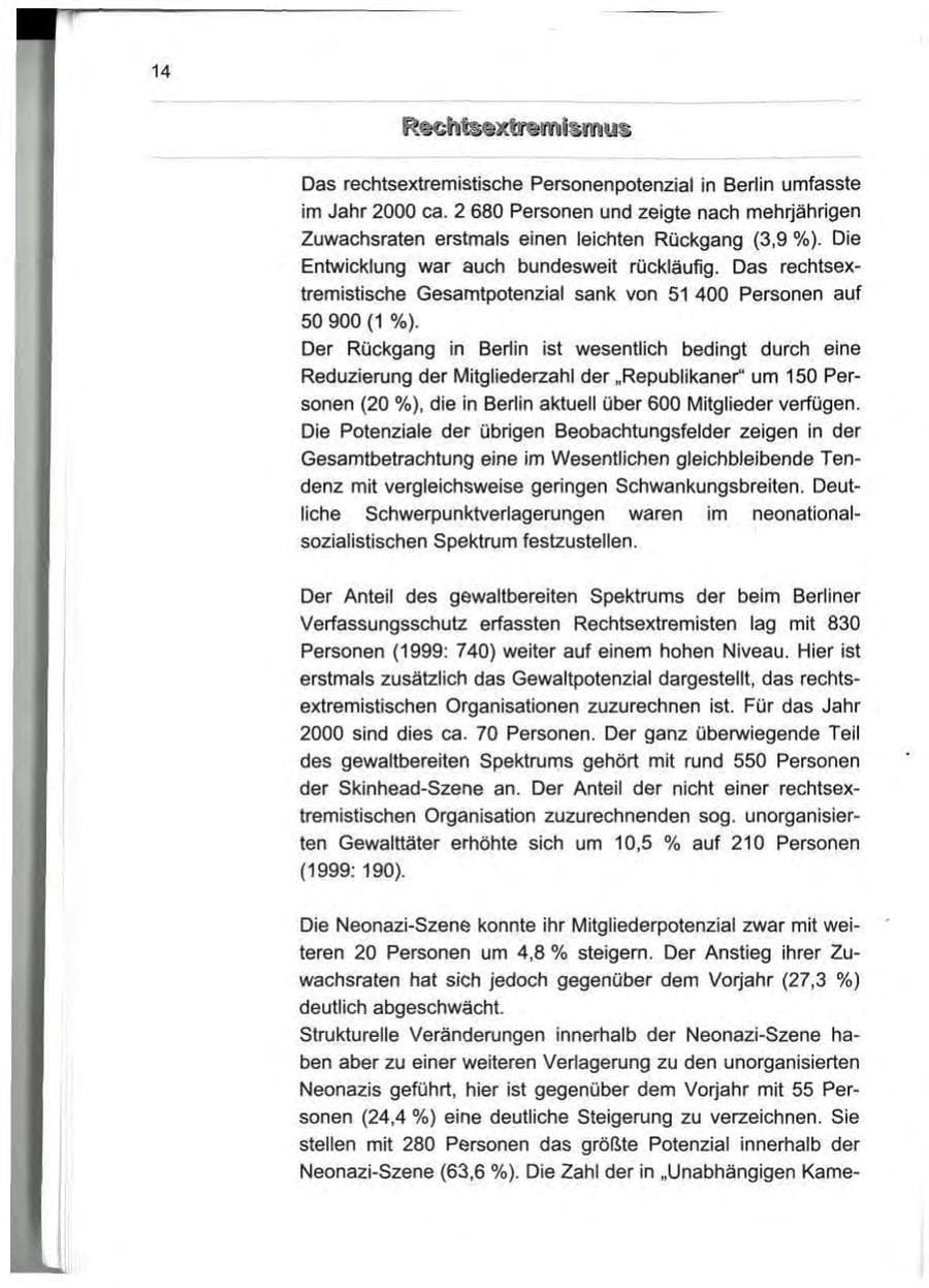 Seite 23 des Verfassungsschutzbericht 2000 Berlin