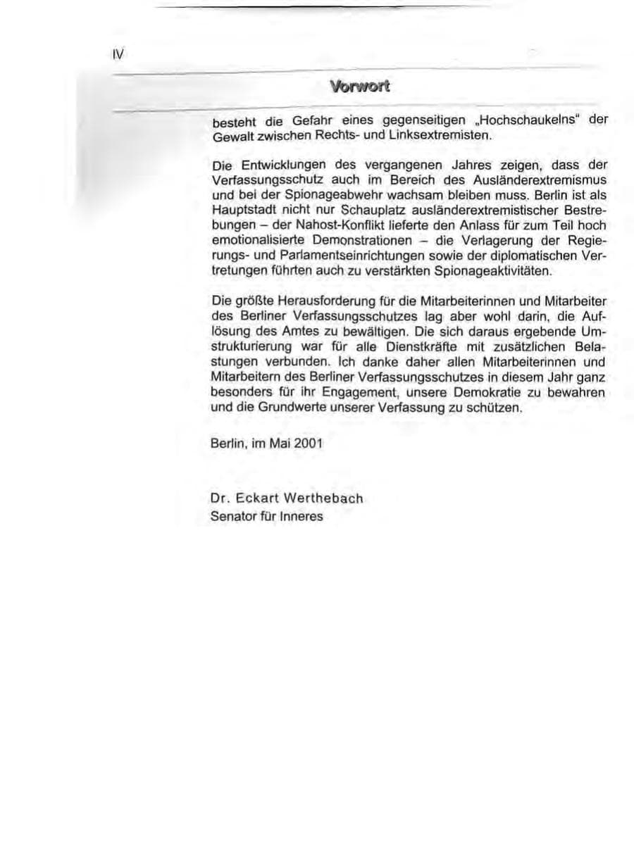 Seite 5 des Verfassungsschutzbericht 2000 Berlin