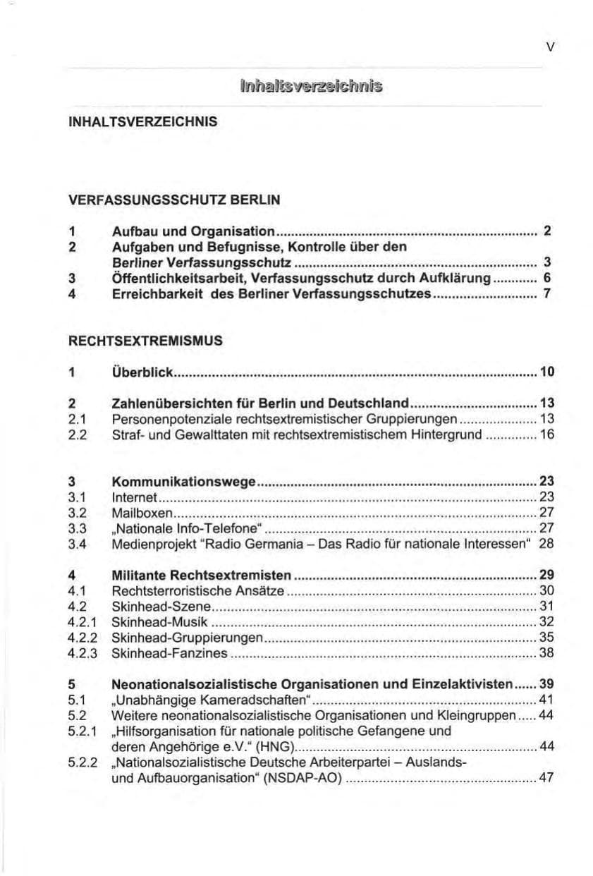Seite 6 des Verfassungsschutzbericht 2000 Berlin