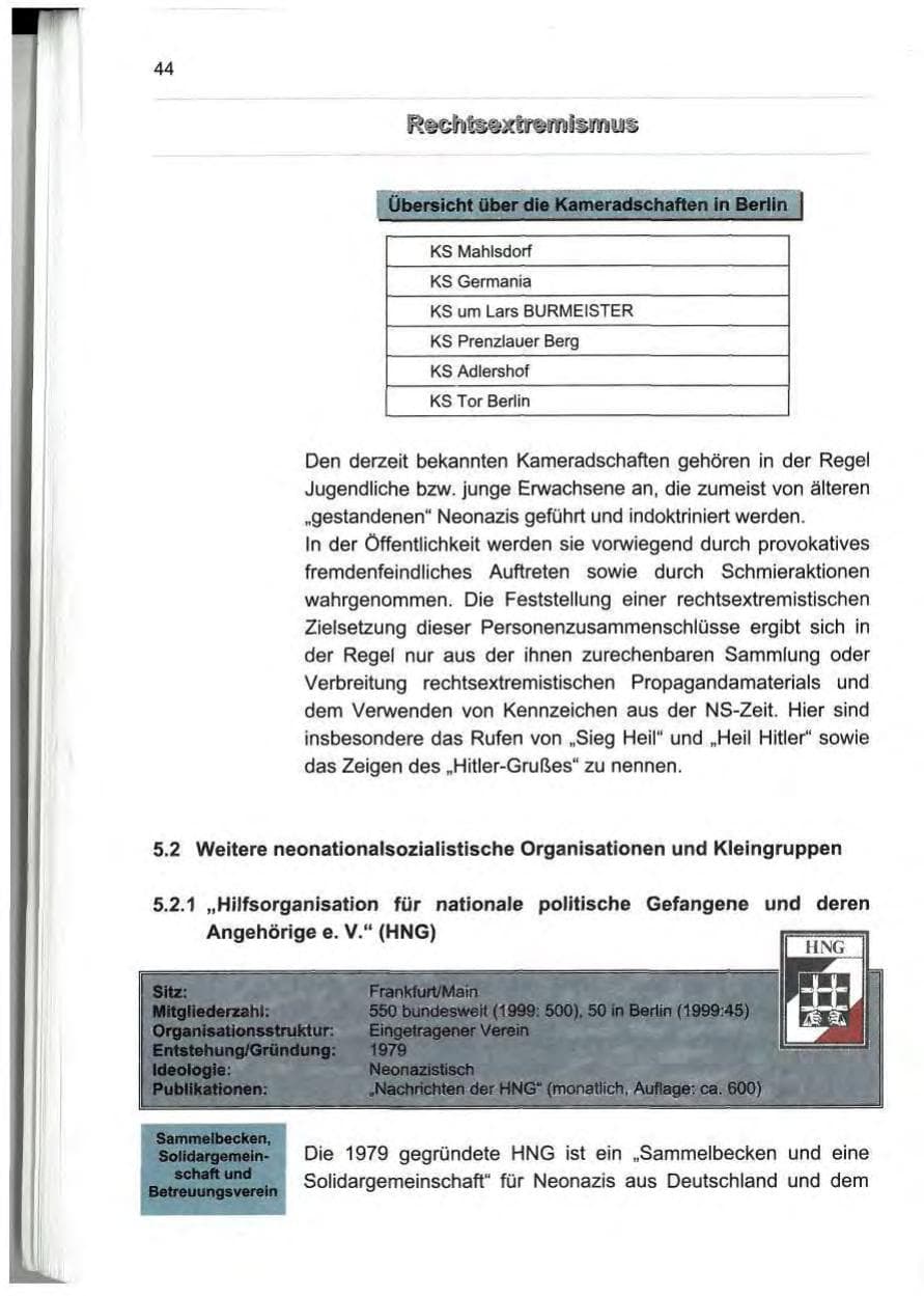Seite 53 des Verfassungsschutzbericht 2000 Berlin