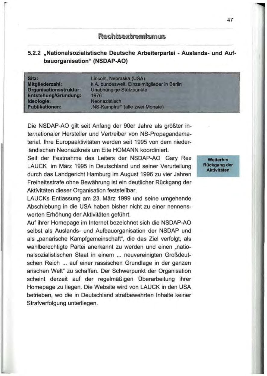 Seite 56 des Verfassungsschutzbericht 2000 Berlin
