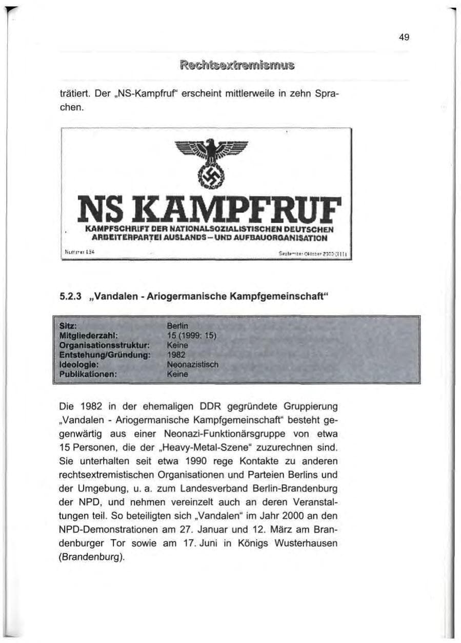 Seite 58 des Verfassungsschutzbericht 2000 Berlin