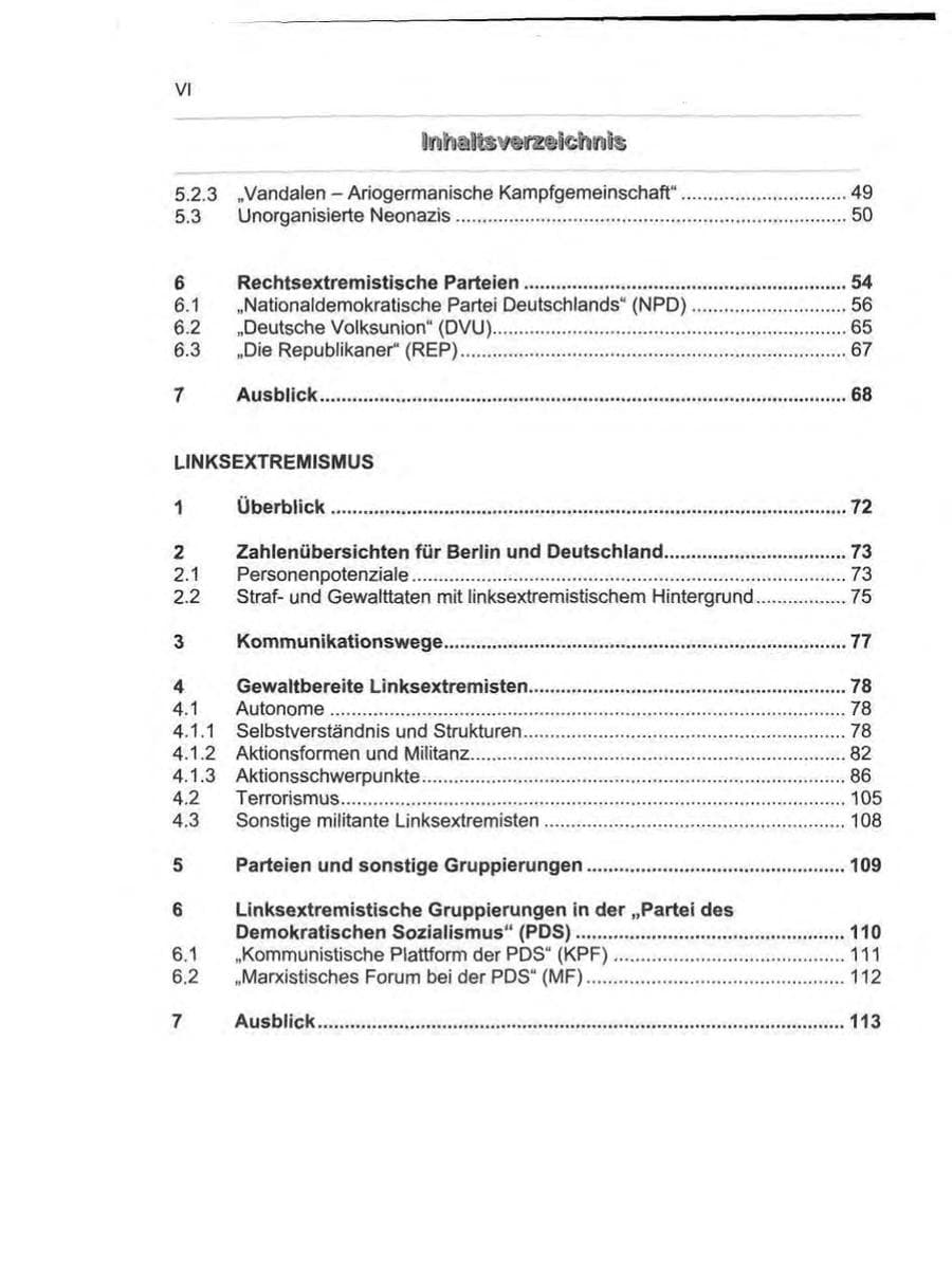 Seite 7 des Verfassungsschutzbericht 2000 Berlin