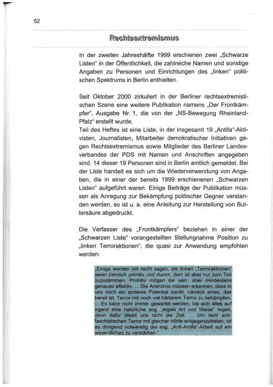 Seite 61 des Verfassungsschutzbericht 2000 Berlin