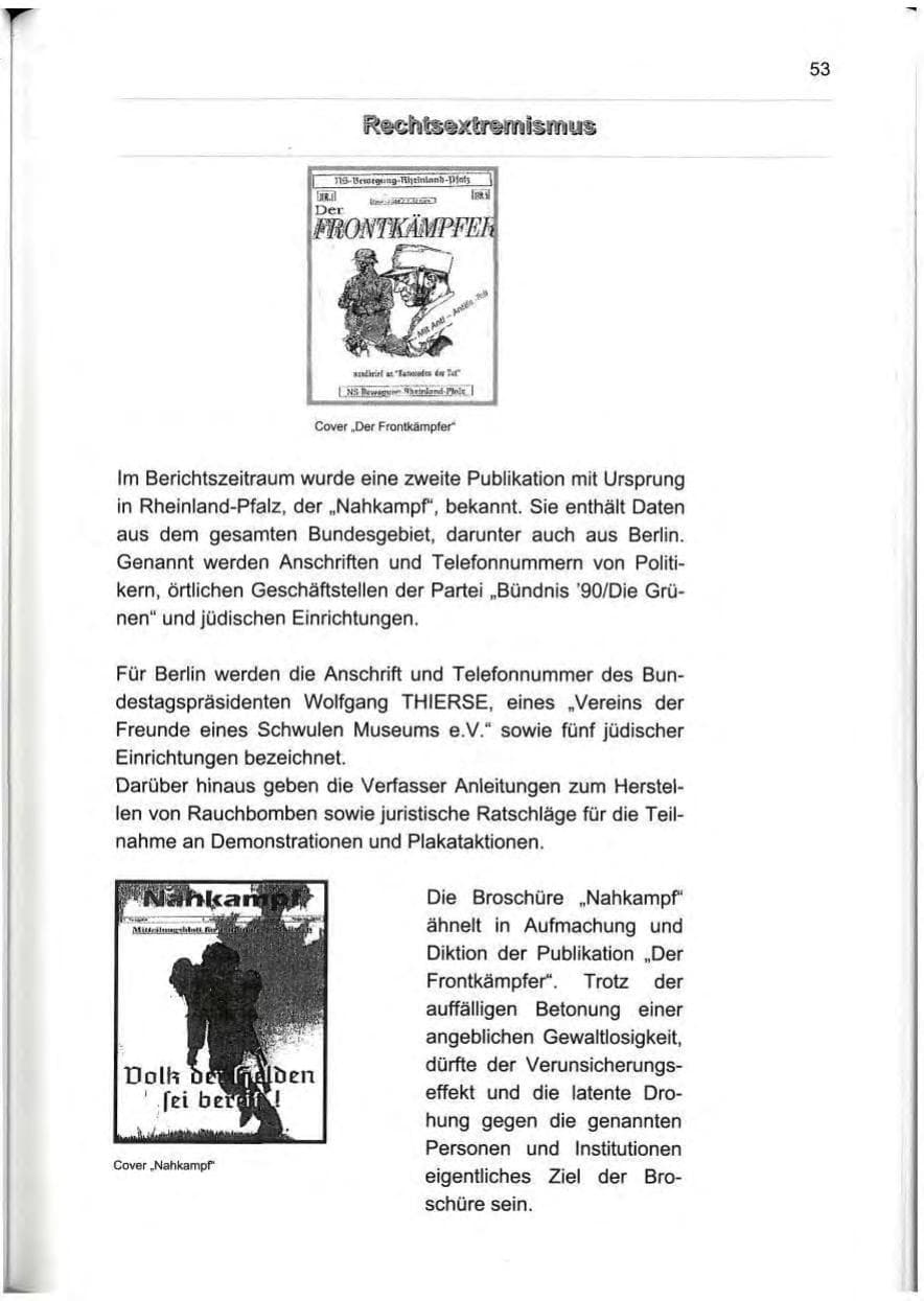 Seite 62 des Verfassungsschutzbericht 2000 Berlin