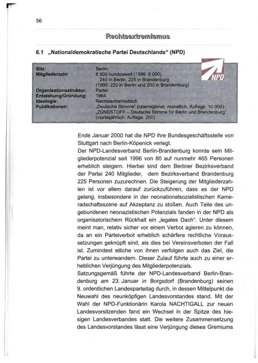 Seite 65 des Verfassungsschutzbericht 2000 Berlin