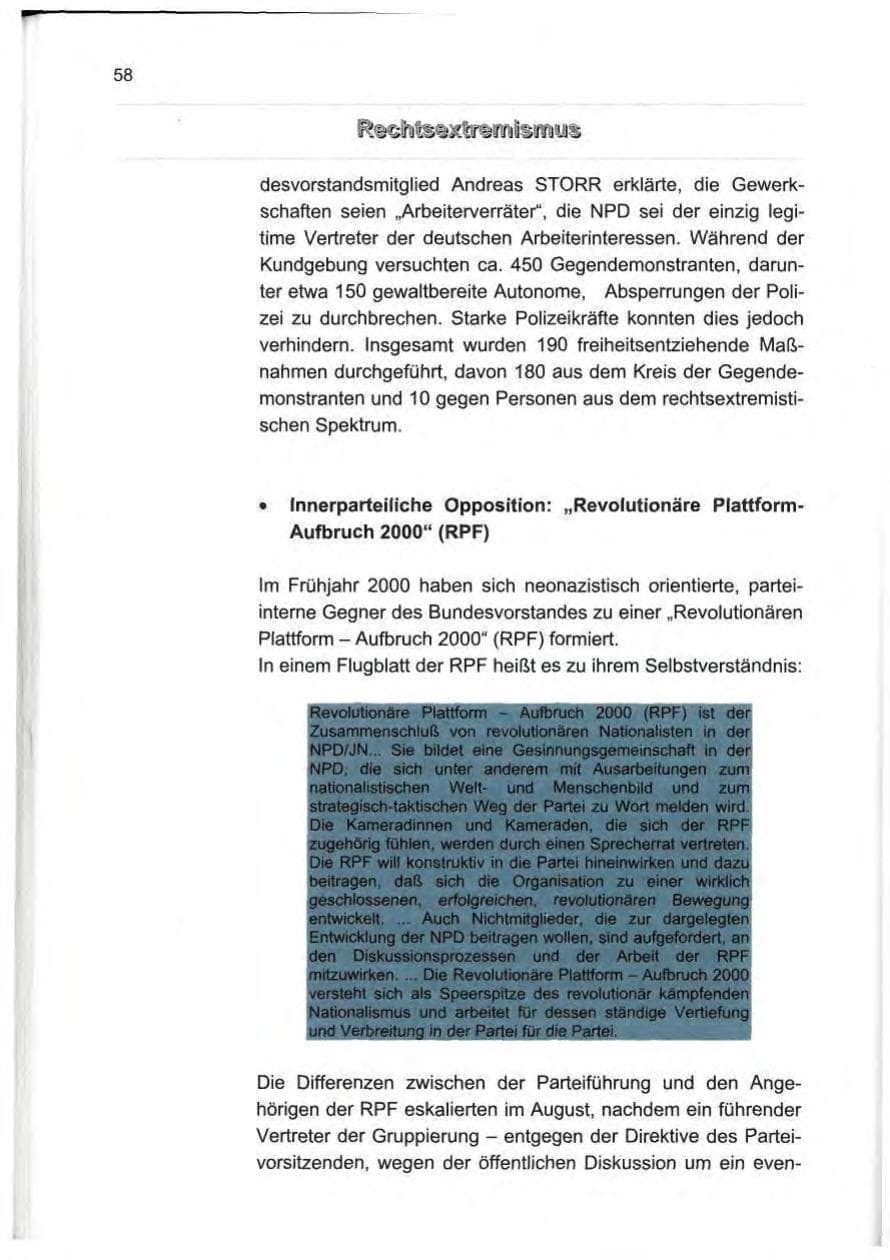 Seite 67 des Verfassungsschutzbericht 2000 Berlin