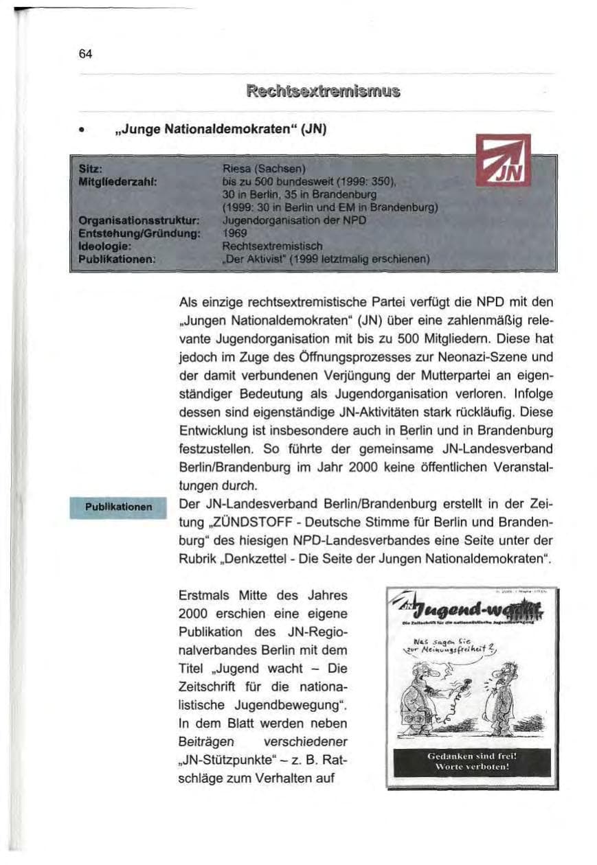 Seite 73 des Verfassungsschutzbericht 2000 Berlin