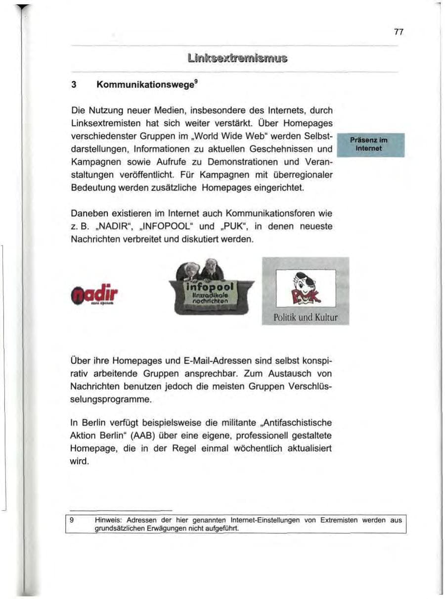 Seite 86 des Verfassungsschutzbericht 2000 Berlin