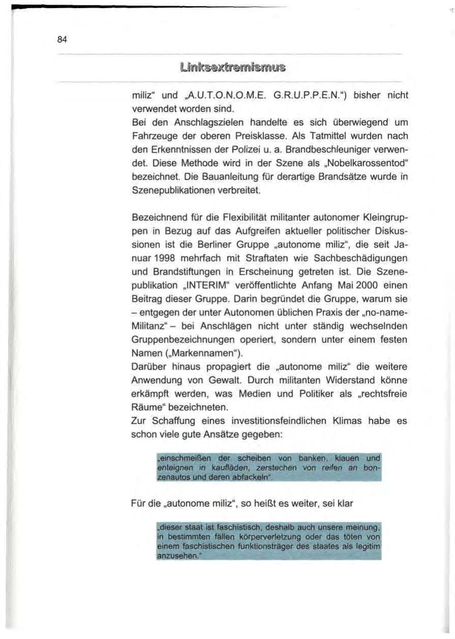 Seite 93 des Verfassungsschutzbericht 2000 Berlin