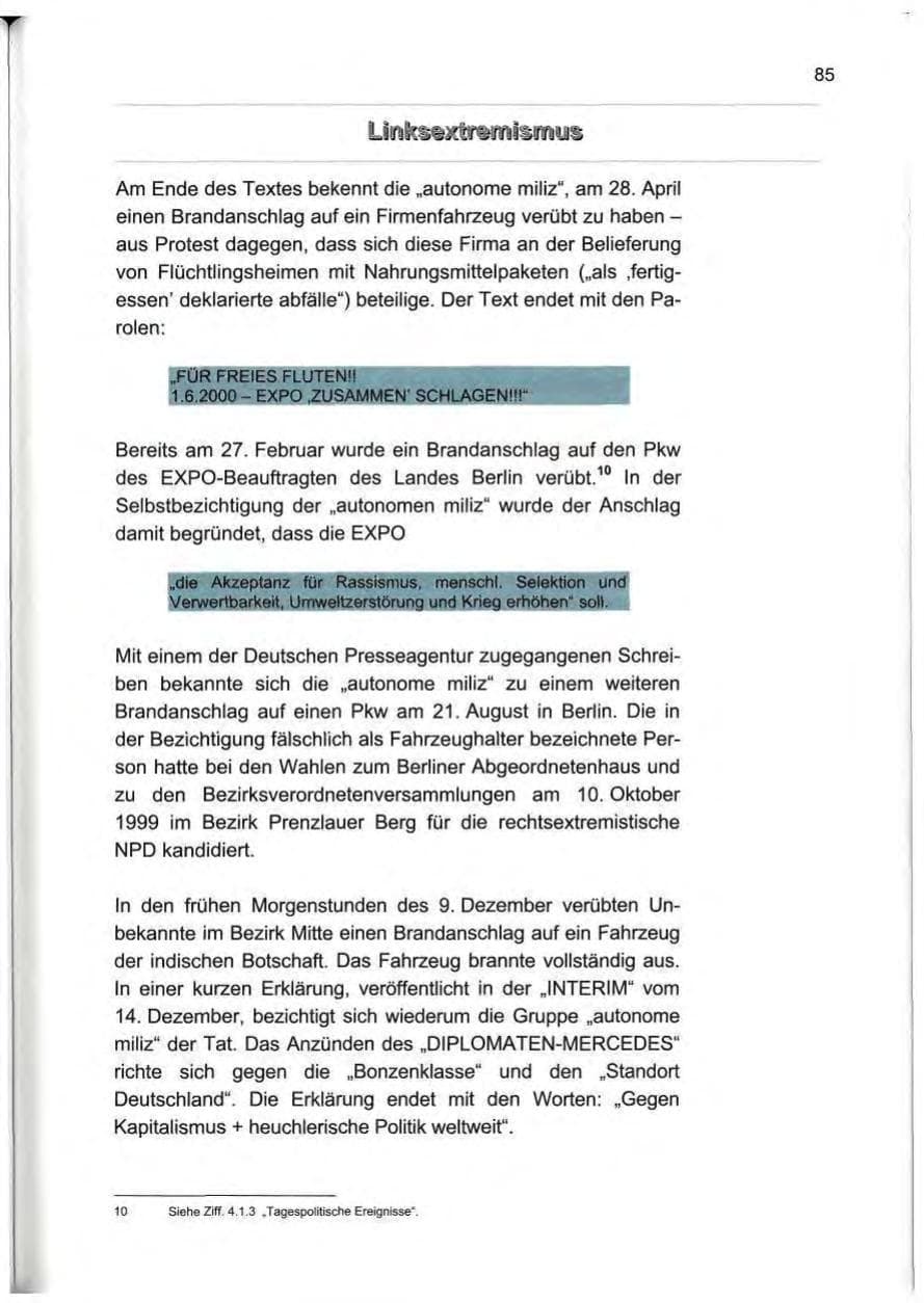 Seite 94 des Verfassungsschutzbericht 2000 Berlin