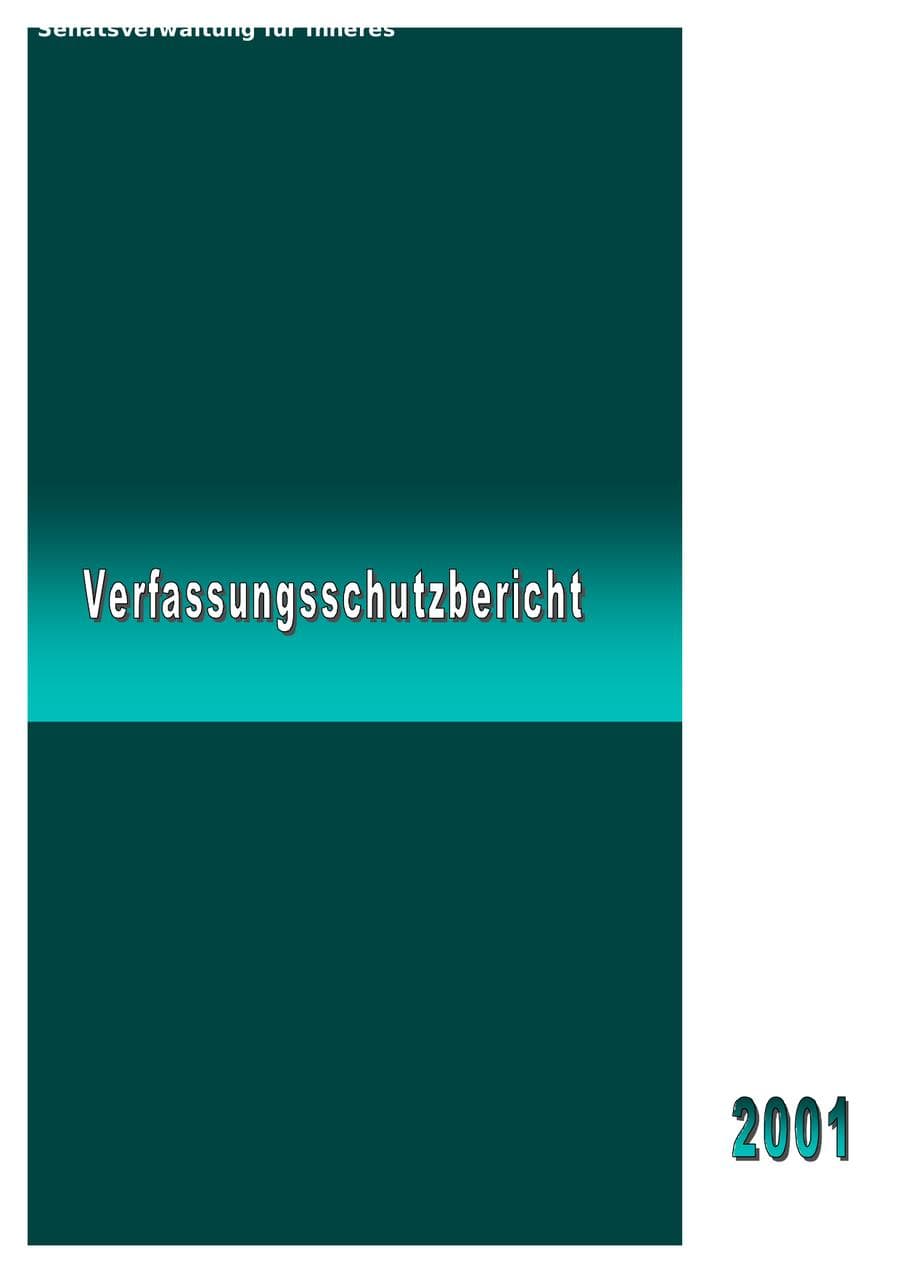Seite 1 des Verfassungsschutzbericht 2001 Berlin