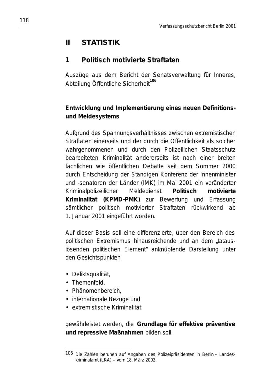 Seite 118 des Verfassungsschutzbericht 2001 Berlin