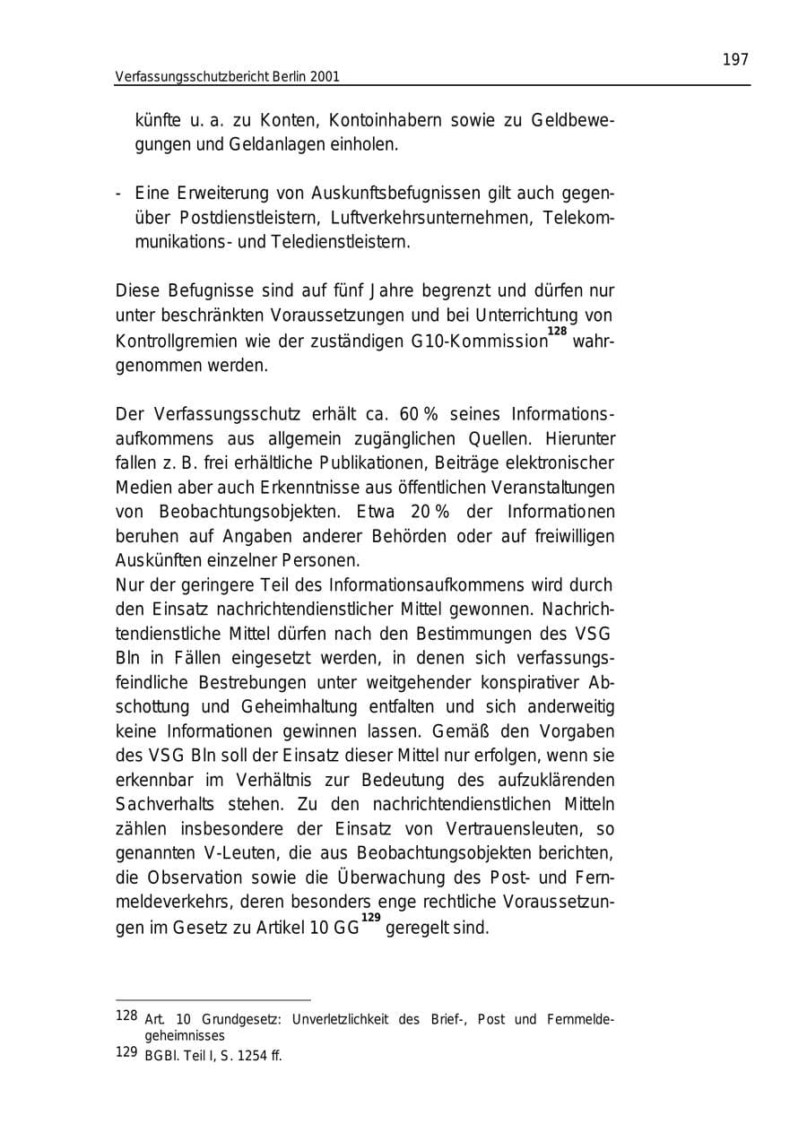 Seite 197 des Verfassungsschutzbericht 2001 Berlin
