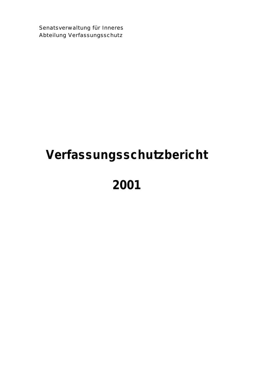 Seite 3 des Verfassungsschutzbericht 2001 Berlin