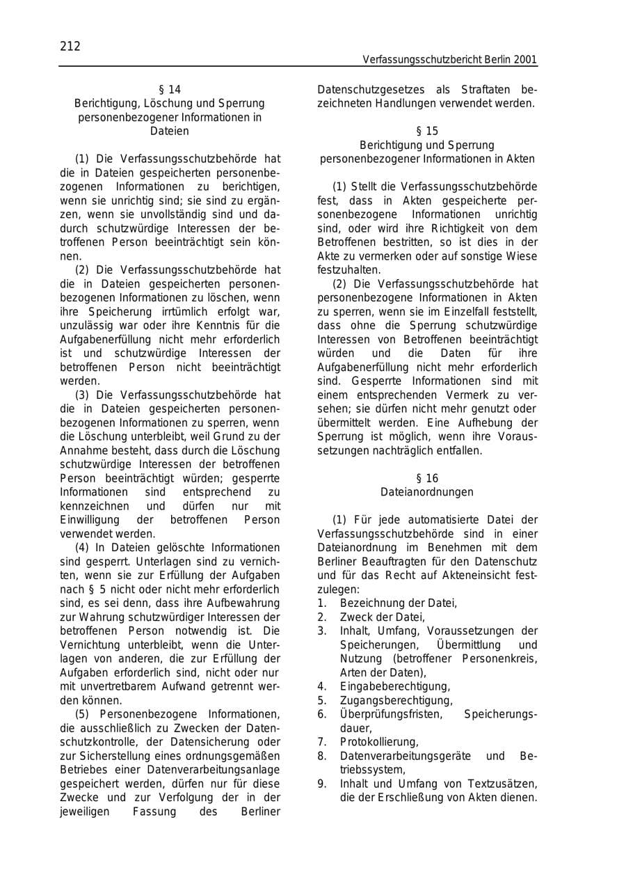 Seite 212 des Verfassungsschutzbericht 2001 Berlin