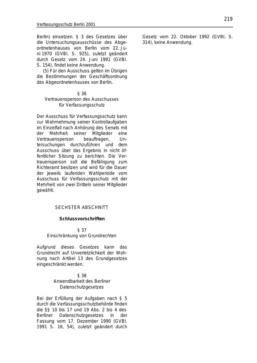 Seite 219 des Verfassungsschutzbericht 2001 Berlin