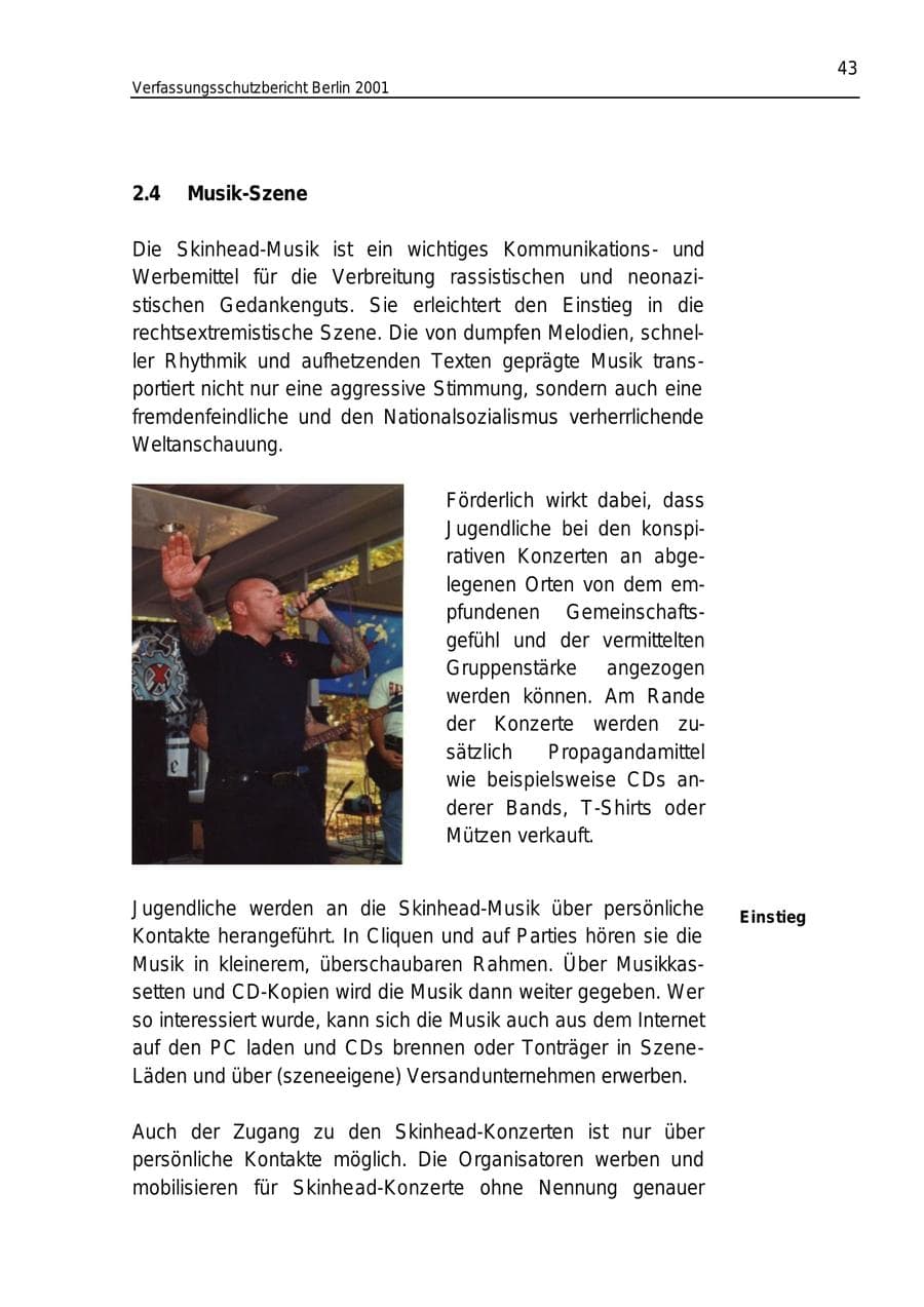 Seite 43 des Verfassungsschutzbericht 2001 Berlin