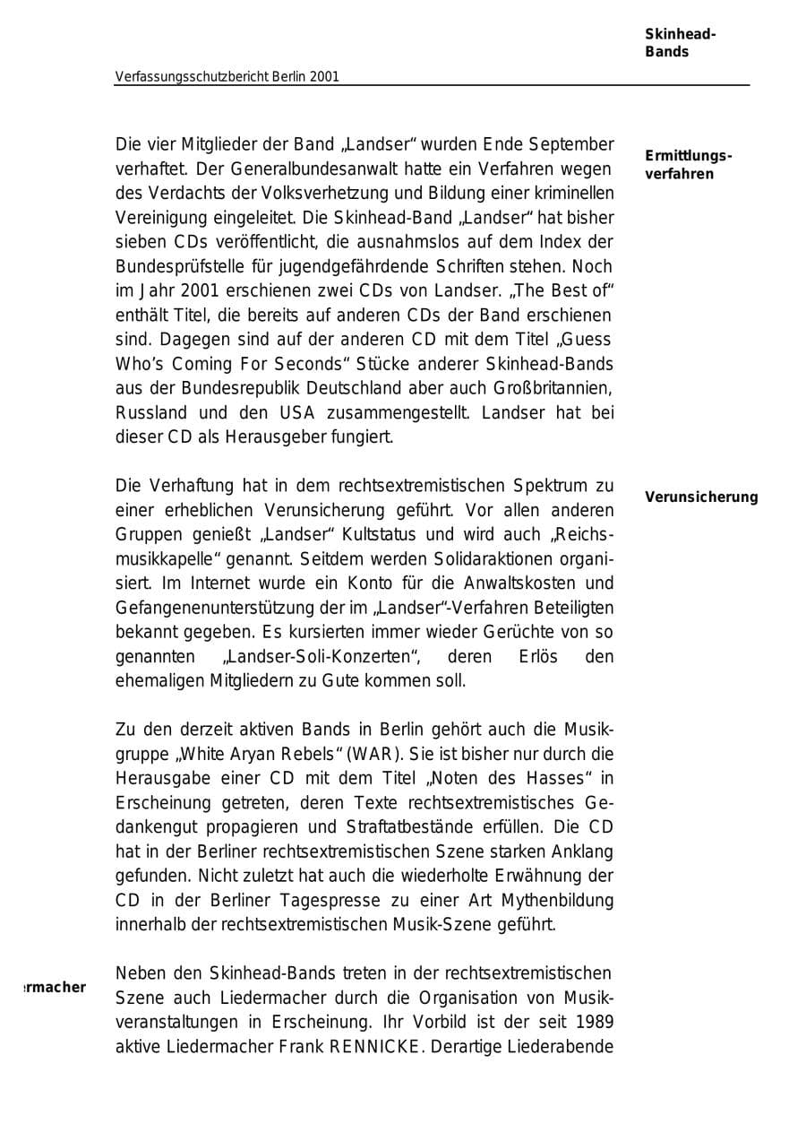 Seite 45 des Verfassungsschutzbericht 2001 Berlin