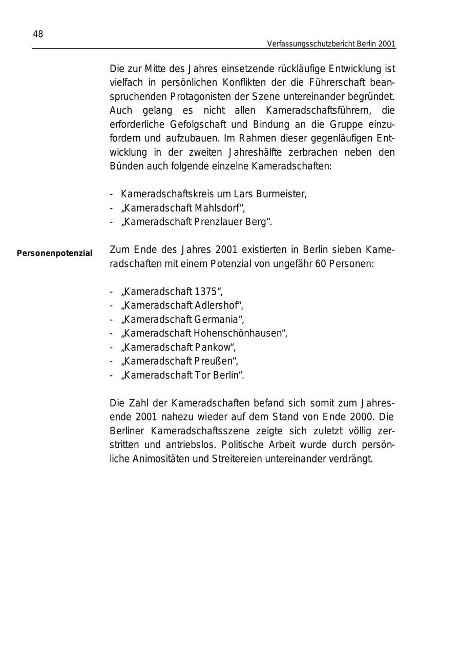 Seite 48 des Verfassungsschutzbericht 2001 Berlin