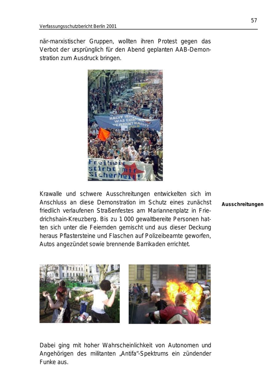 Seite 57 des Verfassungsschutzbericht 2001 Berlin