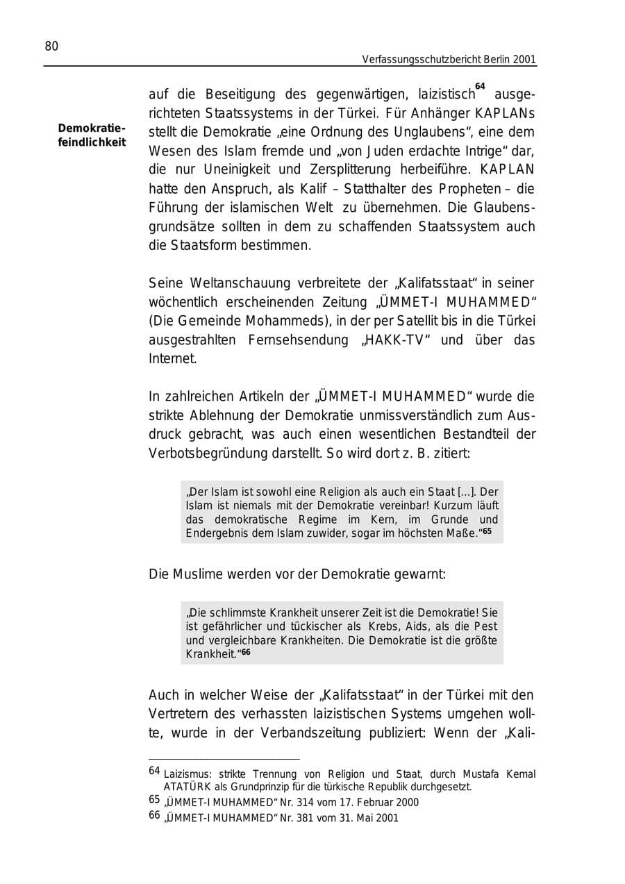 Seite 80 des Verfassungsschutzbericht 2001 Berlin