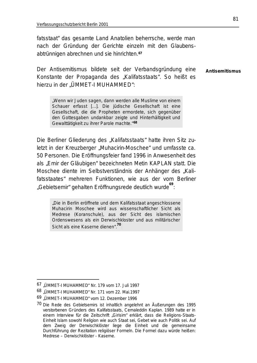 Seite 81 des Verfassungsschutzbericht 2001 Berlin