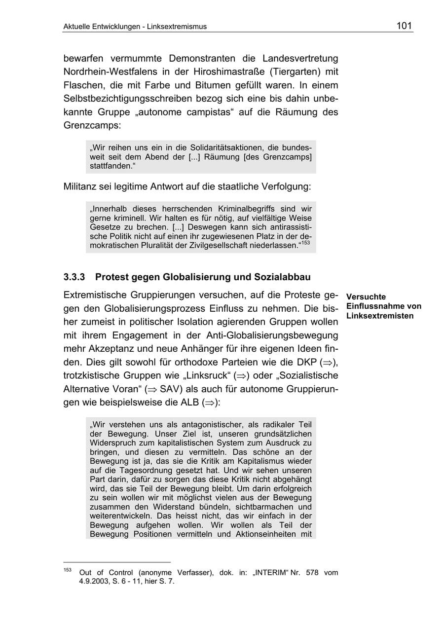 Seite 101 des Verfassungsschutzbericht 2003 Berlin
