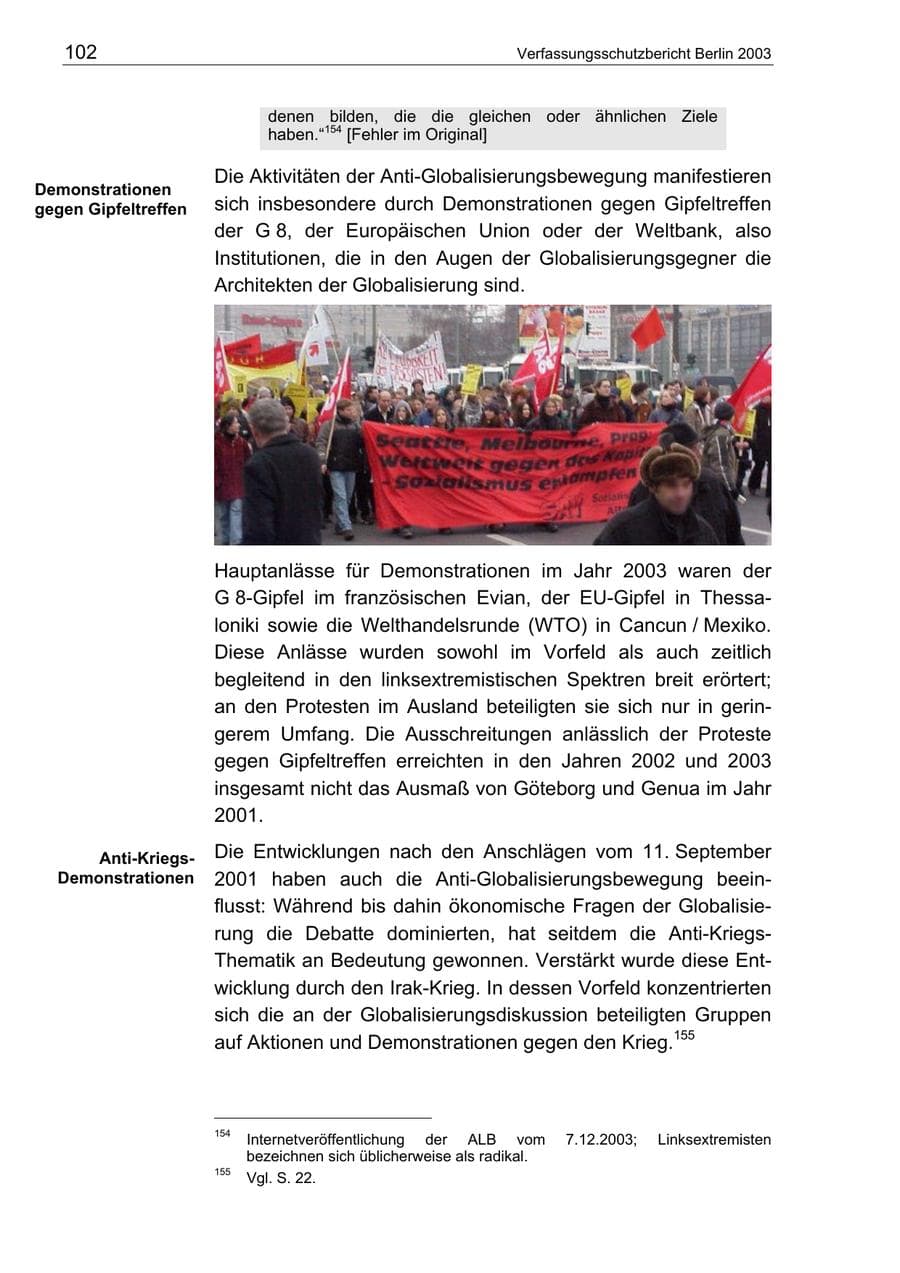 Seite 102 des Verfassungsschutzbericht 2003 Berlin