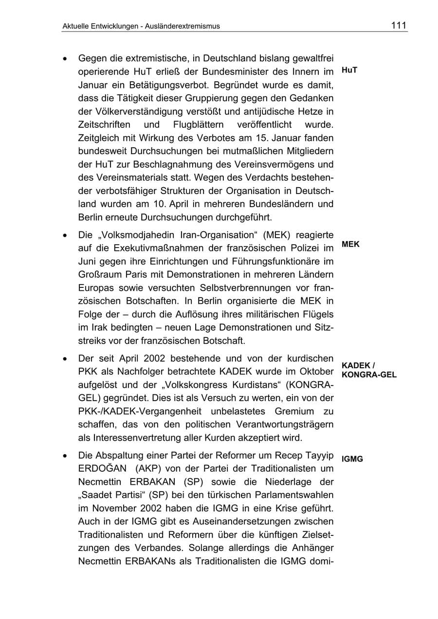 Seite 111 des Verfassungsschutzbericht 2003 Berlin