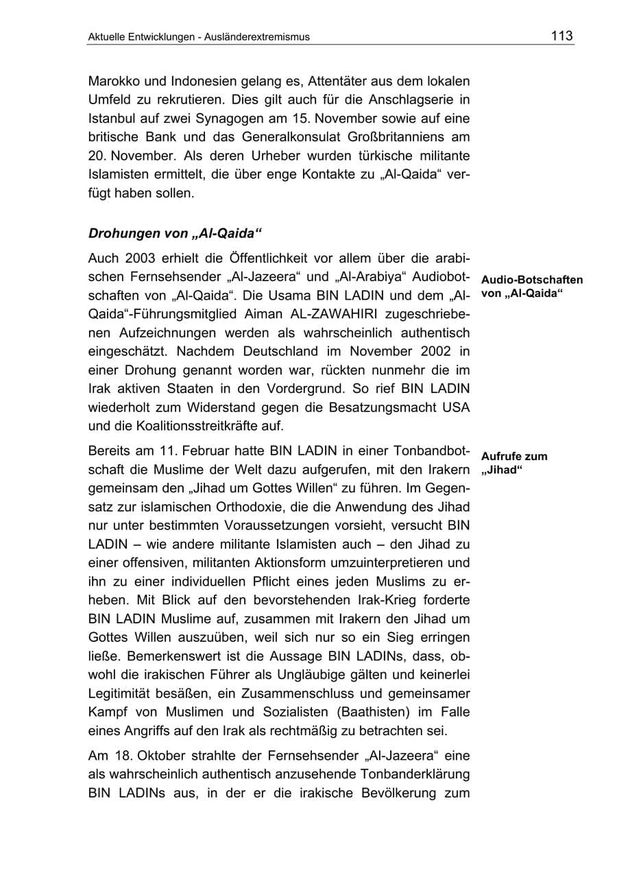 Seite 113 des Verfassungsschutzbericht 2003 Berlin