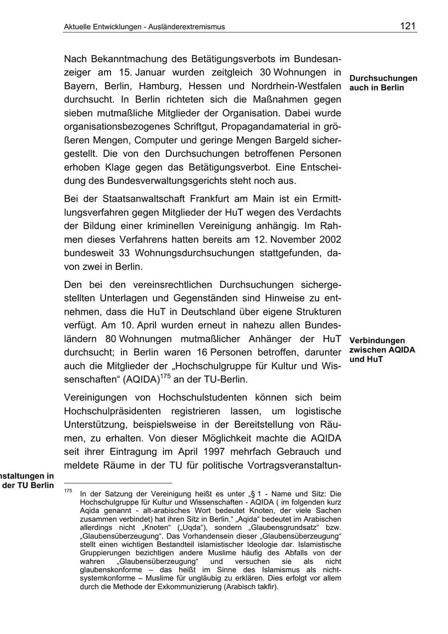 Seite 121 des Verfassungsschutzbericht 2003 Berlin