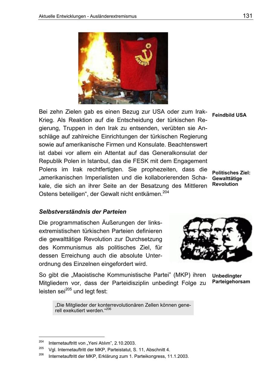 Seite 131 des Verfassungsschutzbericht 2003 Berlin