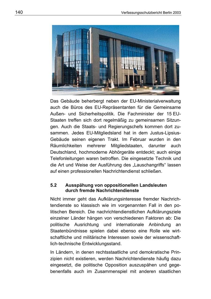 Seite 140 des Verfassungsschutzbericht 2003 Berlin