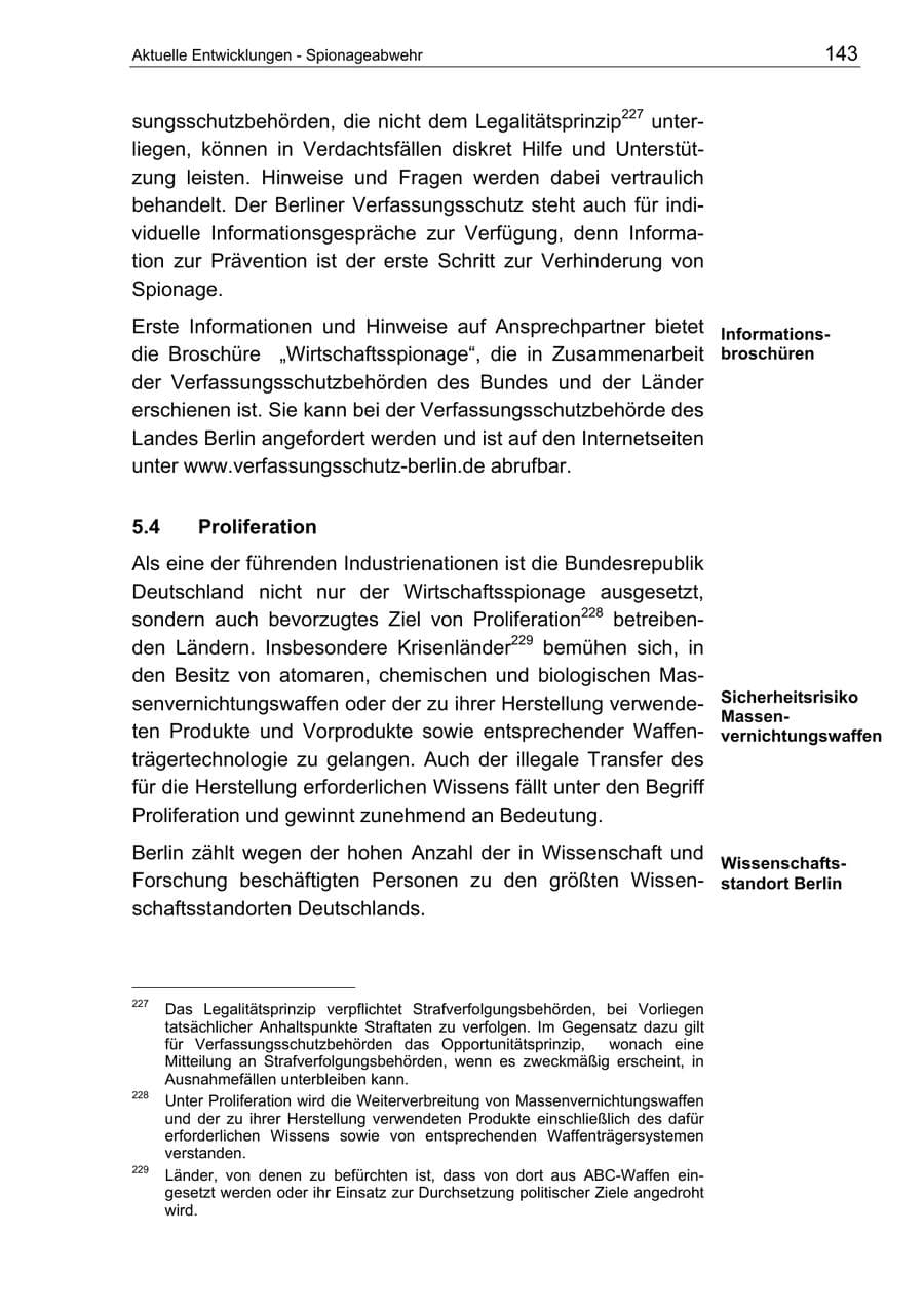 Seite 143 des Verfassungsschutzbericht 2003 Berlin