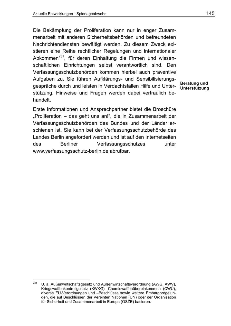 Seite 145 des Verfassungsschutzbericht 2003 Berlin