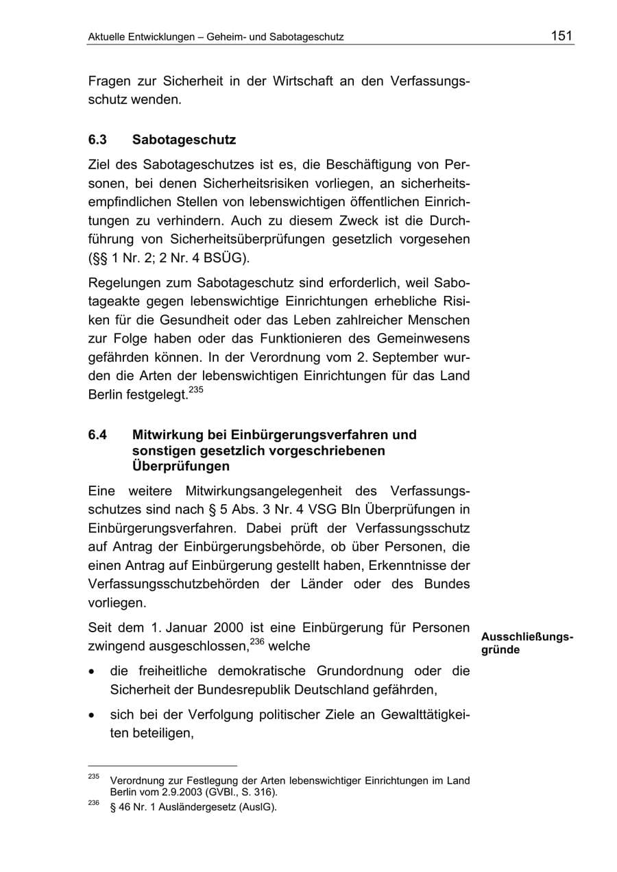 Seite 151 des Verfassungsschutzbericht 2003 Berlin