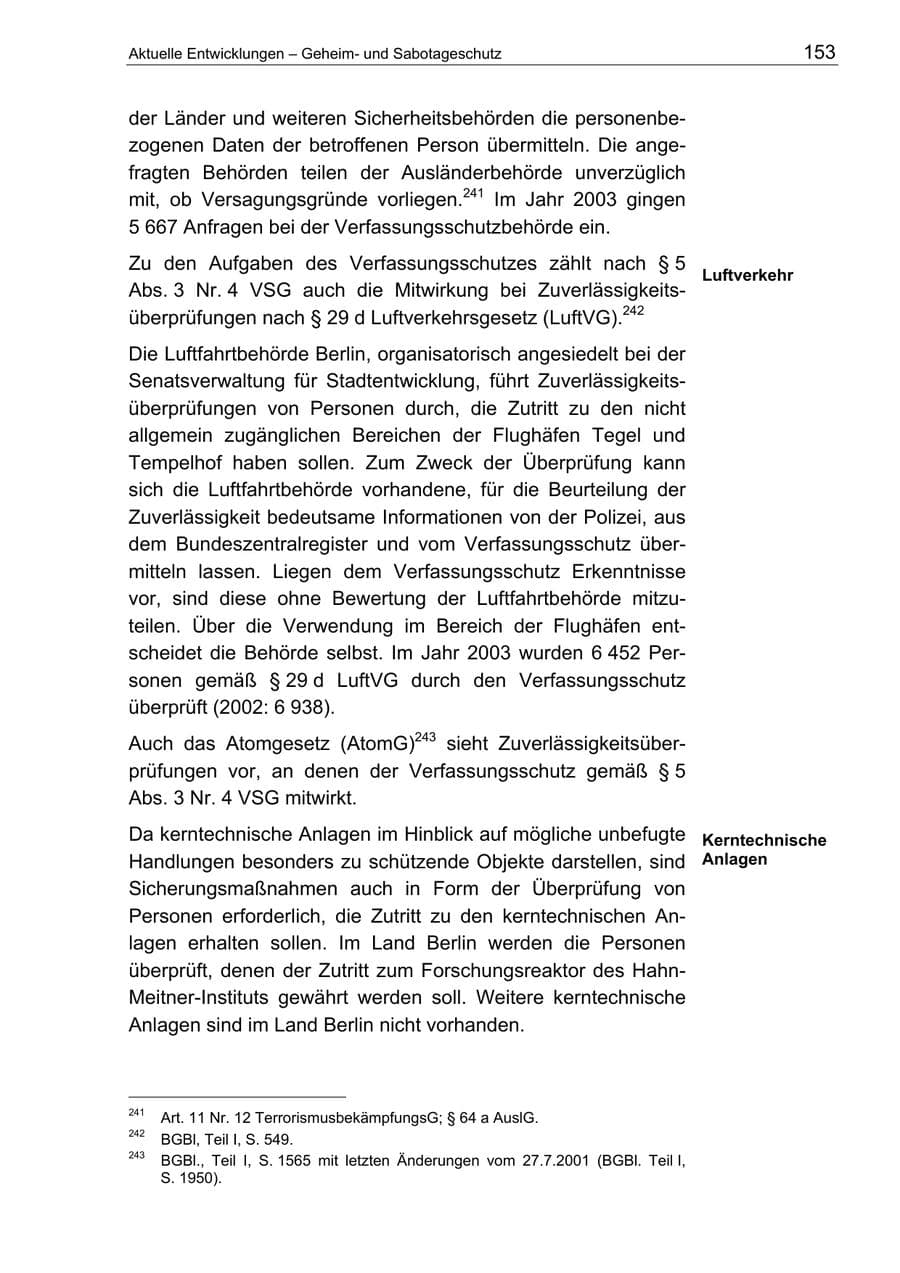 Seite 153 des Verfassungsschutzbericht 2003 Berlin