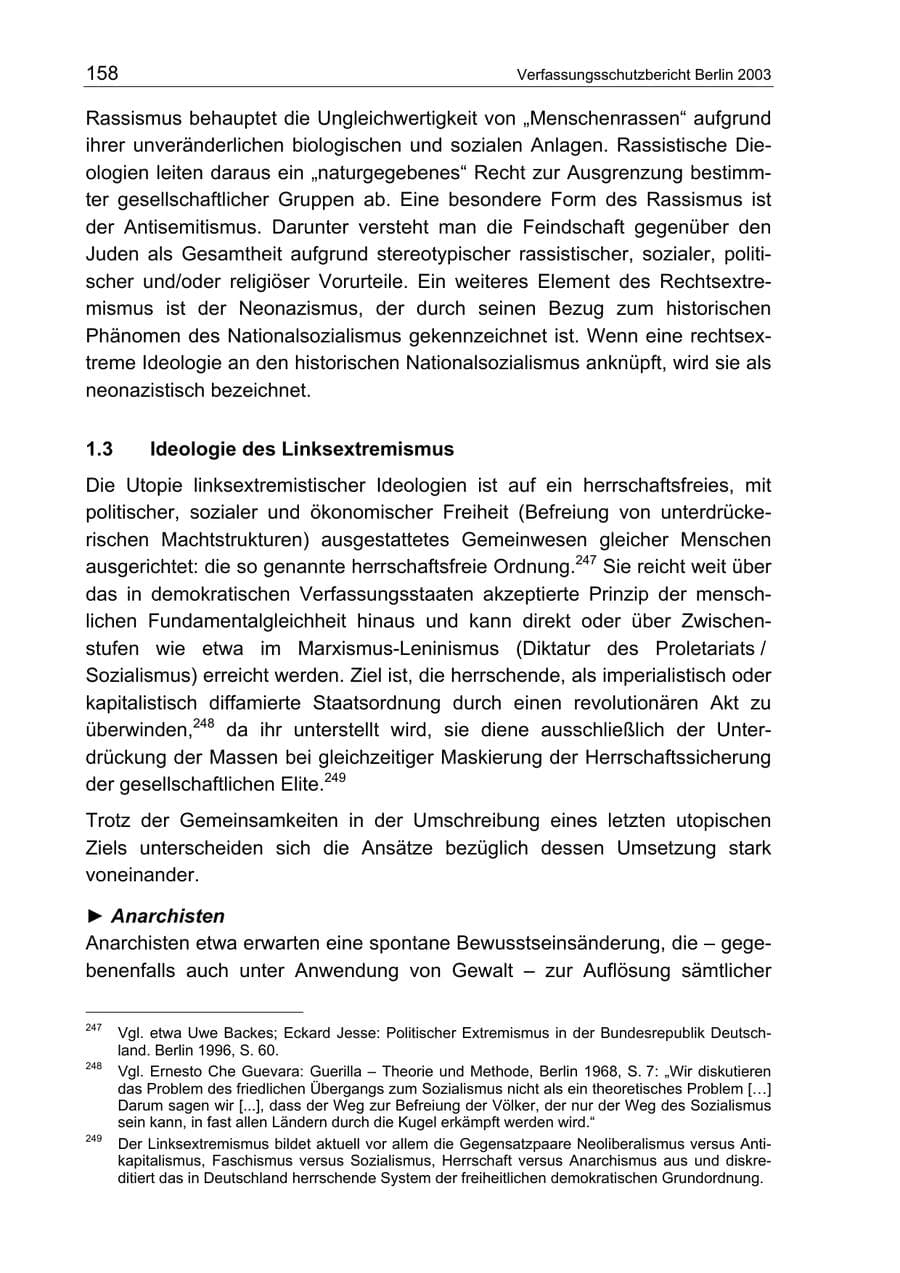 Seite 158 des Verfassungsschutzbericht 2003 Berlin