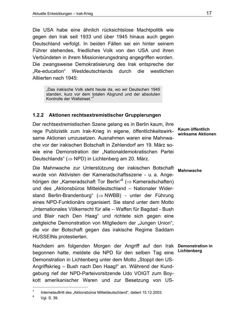 Seite 17 des Verfassungsschutzbericht 2003 Berlin