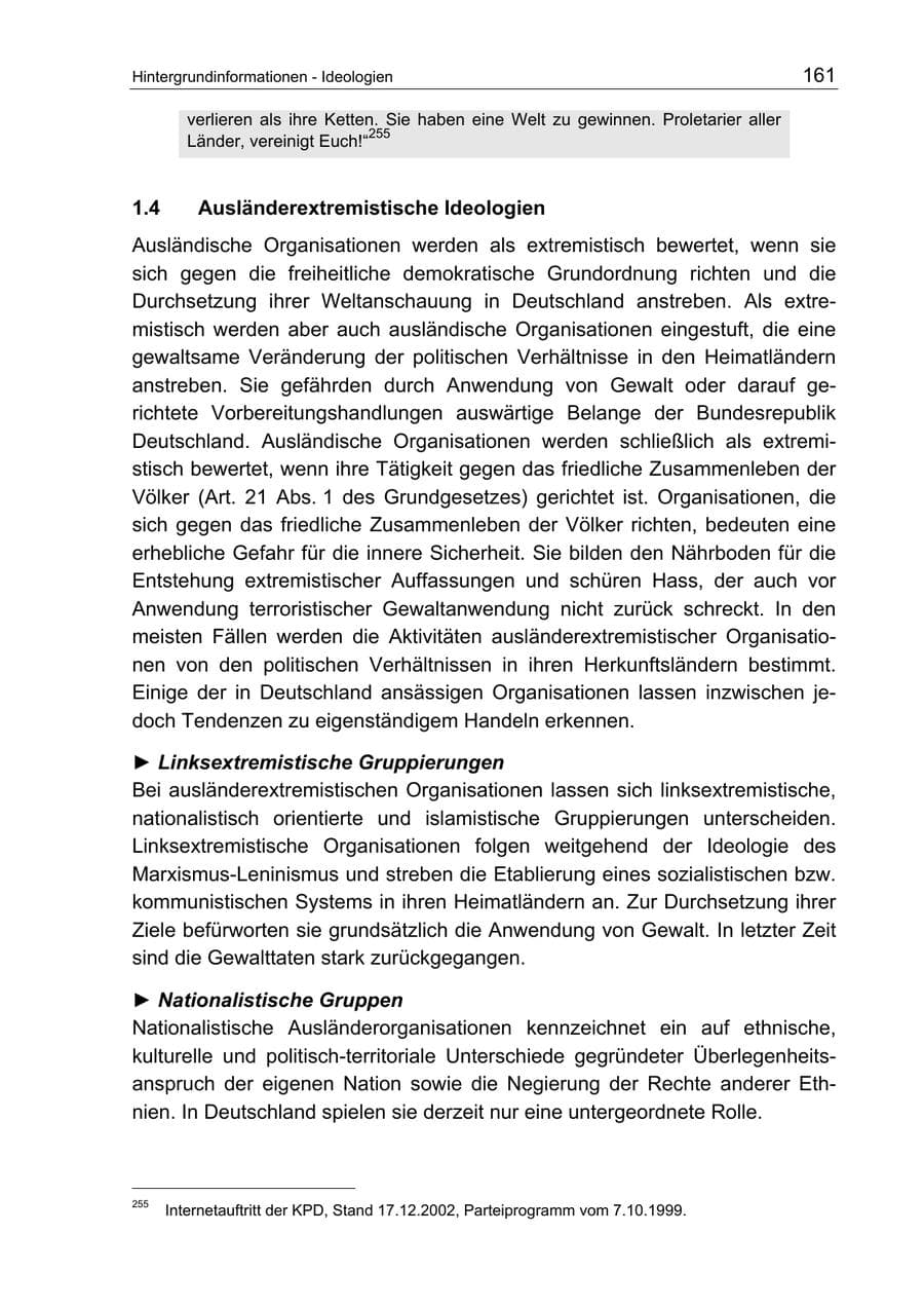 Seite 161 des Verfassungsschutzbericht 2003 Berlin