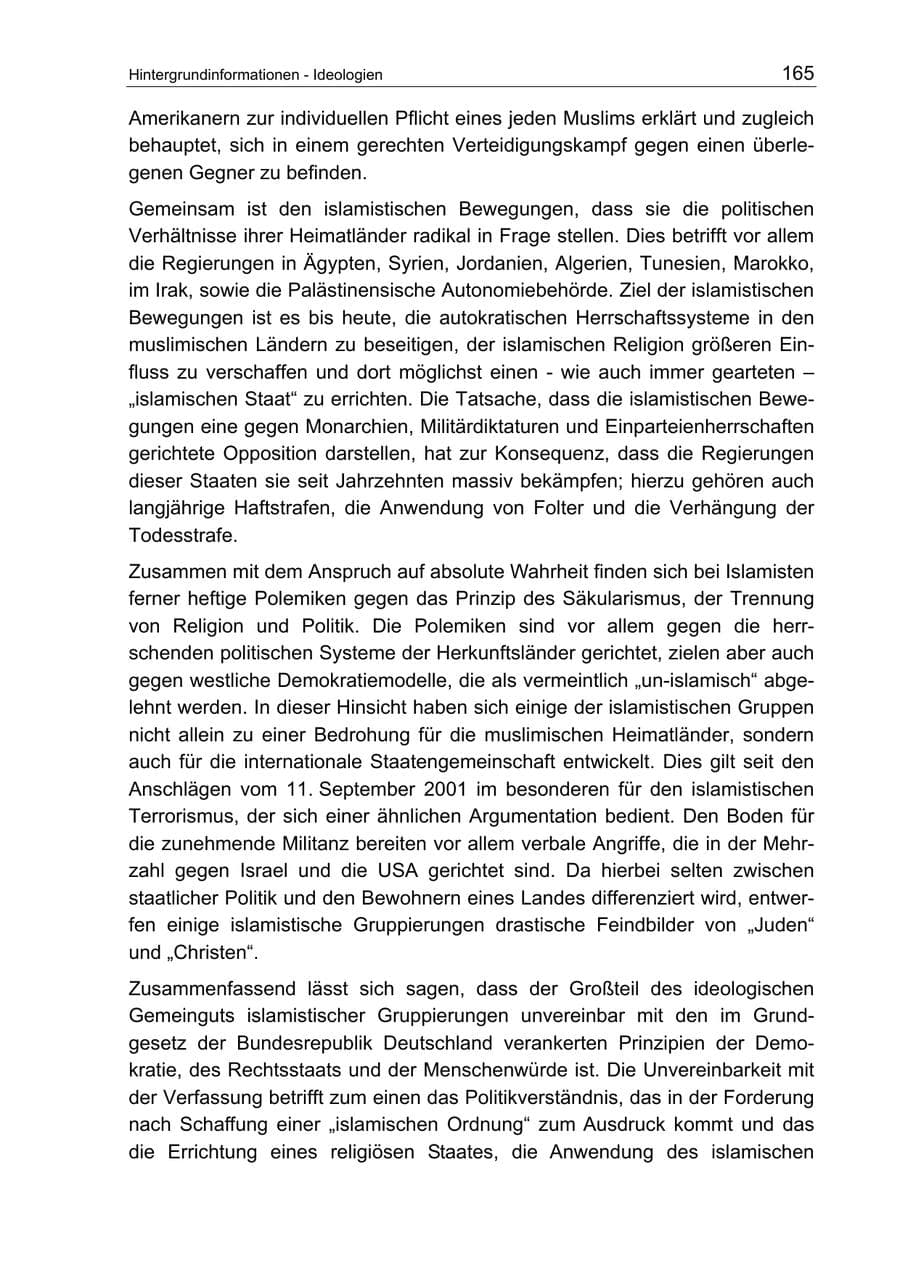 Seite 165 des Verfassungsschutzbericht 2003 Berlin